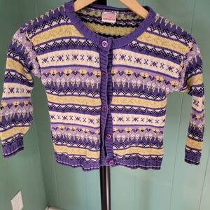 Cotton Purple and Yellow Striped Cardigan, Size 6, Carters